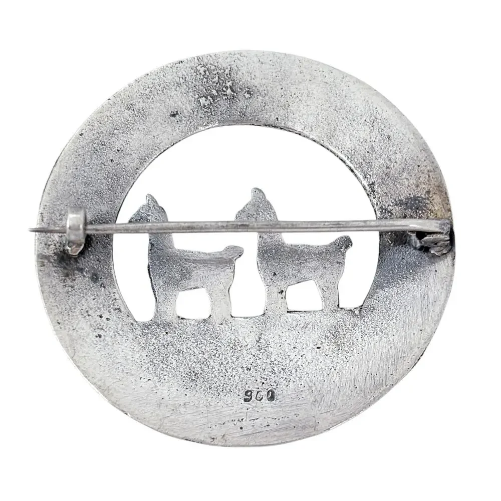 Vintage Sterling Silver 900 Peruvian Alpaca Brooch